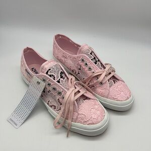 Superga 2750 Macramew Pink Lace Sneakers